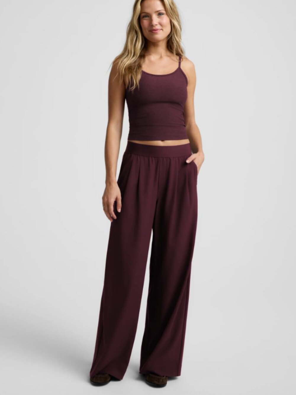 Beyond Yoga Easy Wide Leg Pant 31" Burgundy Red S Like new